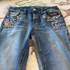 Grace in LA Embroidered Blue Jeans easy fit 30